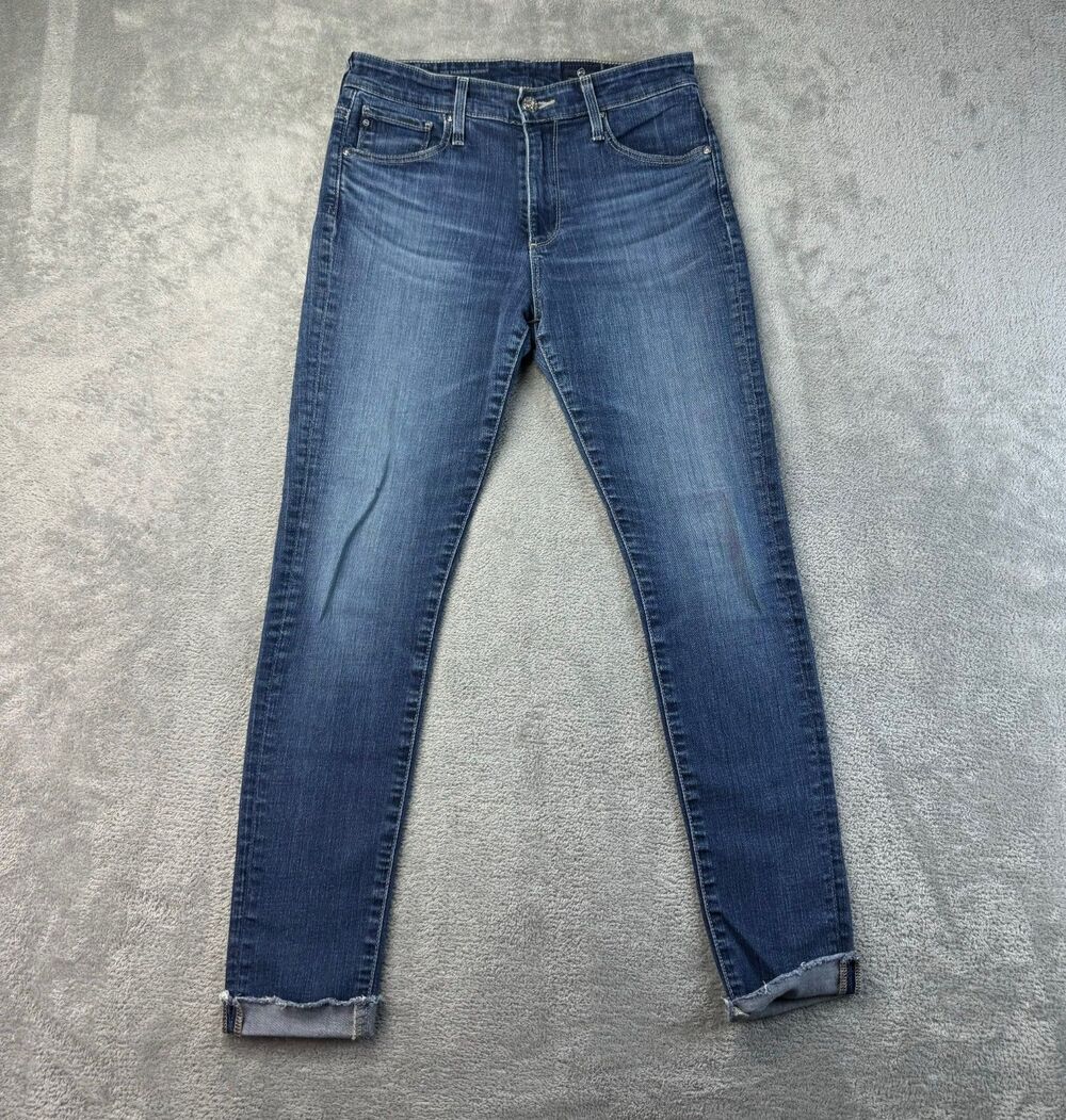 Adriano Goldschmied Jeans Women's 26R Blue The Farrah Skinny High-Rise Whiskered